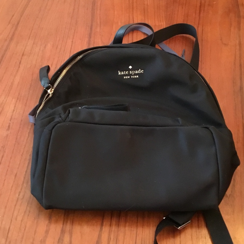 kate spade Black Nylon Mini Backpack with Gold Accents
